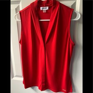 Calvin Klein V-neck Pleated Sleeveless top